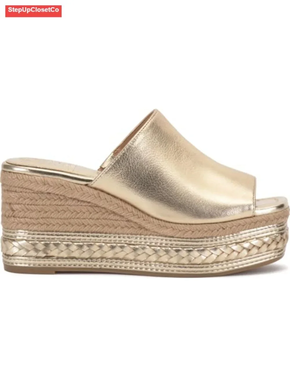 Leather Espadrille Wedge Platform Sandals Slip-On Open Toe